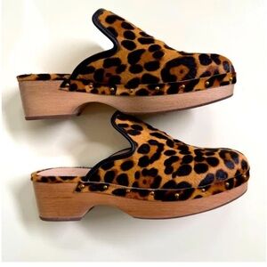 J. Crew Leopard Print Mules in Brown and Black